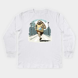 Sloth Running Kids Long Sleeve T-Shirt